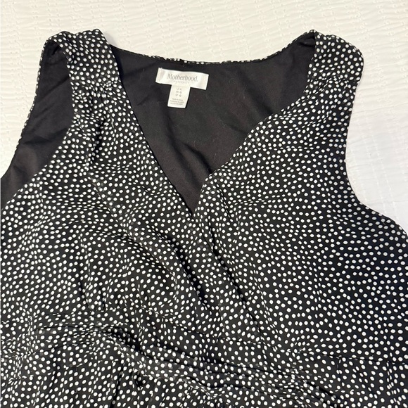 Black and White Polka Dot Motherhood Maternity Dress with Waist Tie size Large - Picture 2 of 2